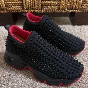 Christian Louboutin spiked Black and Red Spiked Sneakers size 42
